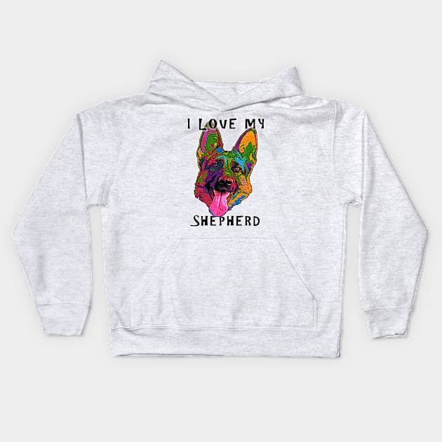 I Love My Shepherd Kids Hoodie by marengo